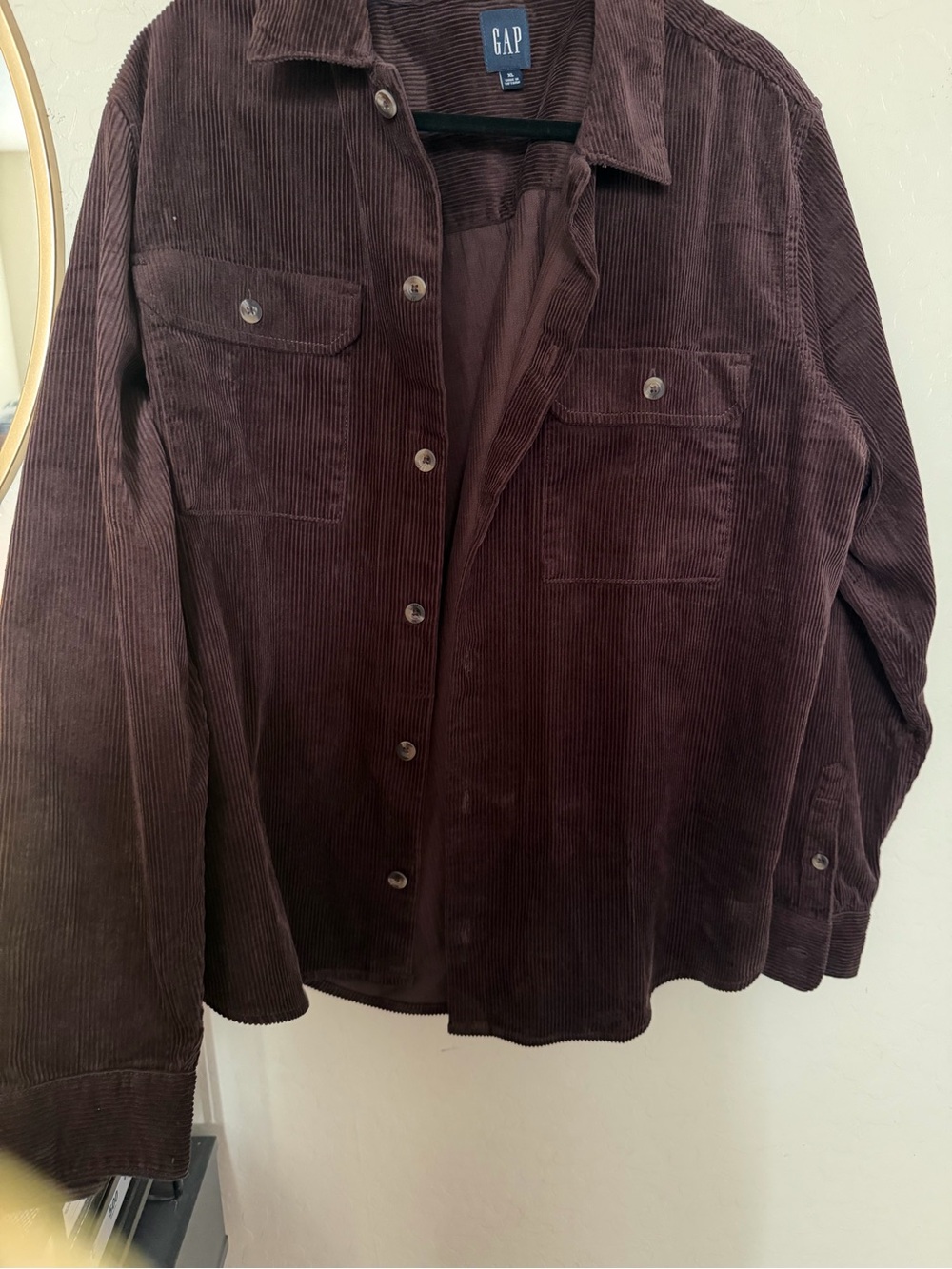 GAP Men's Corduroy Shirt Jacket in Dark Brown
